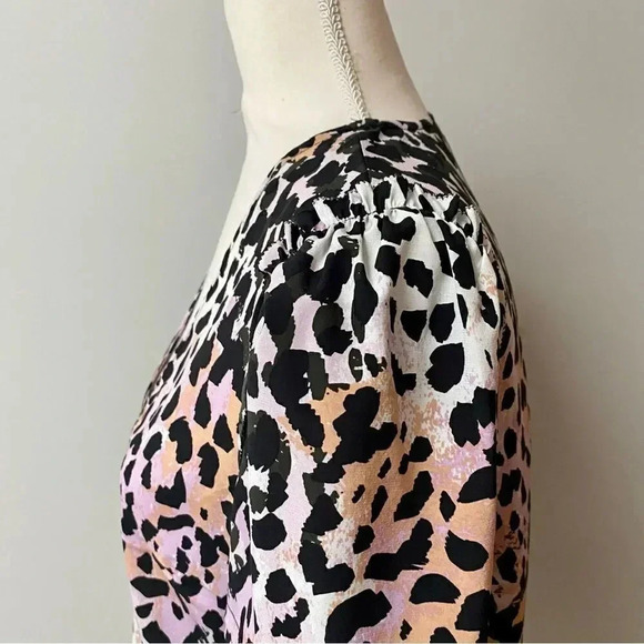 Veronica Beard Ramona Leopard Silk Blend V-Neck 3/4 Sleeve Top Size 2 - Picture 9 of 15